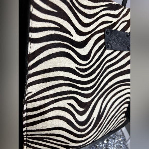 Patricia Nash zebra haircalf Toscano Medium Leather Tote EUC - Picture 5 of 15